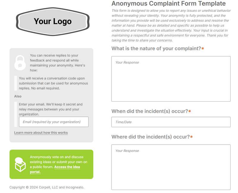 Anonymous Complaint Software